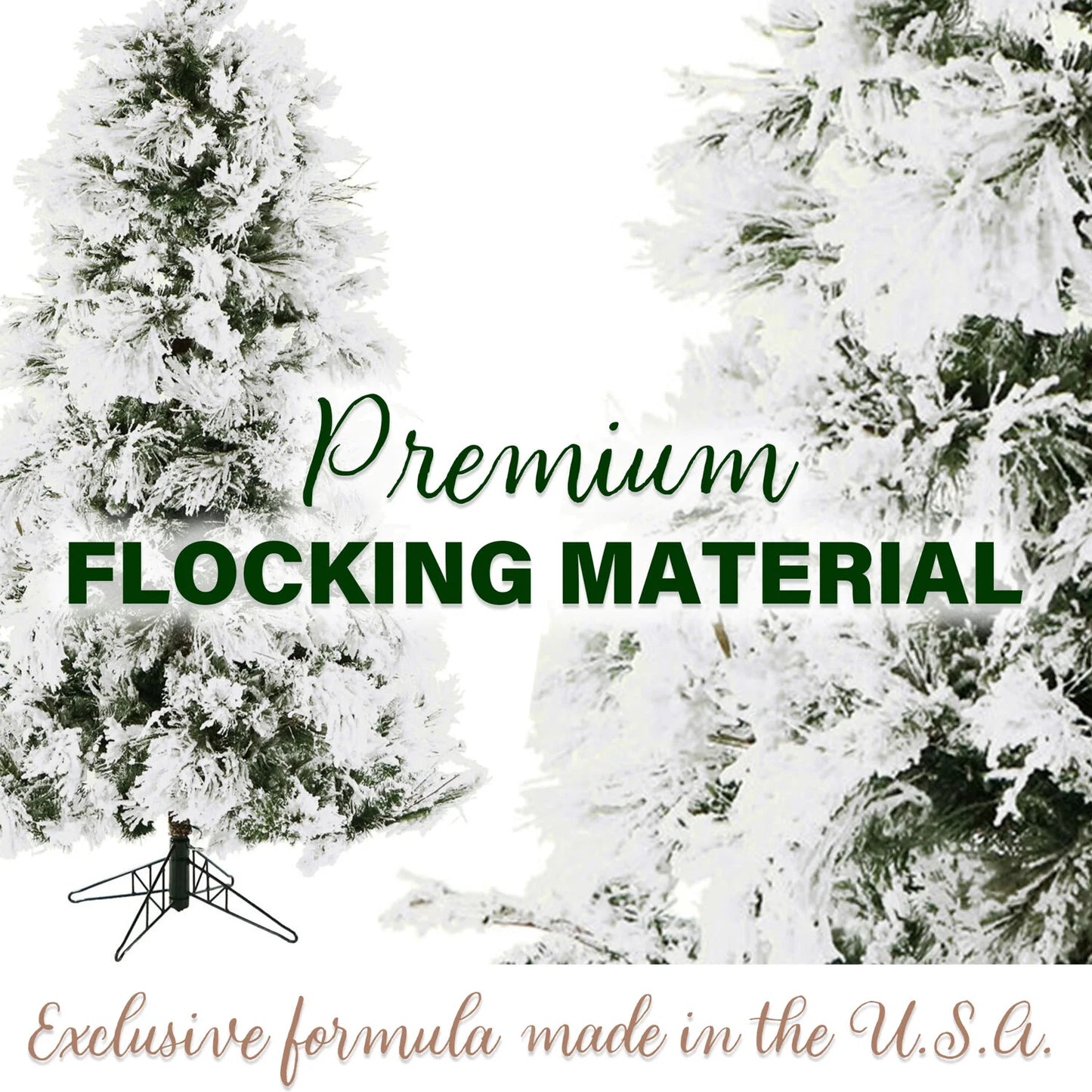 5.0-Foot Snowy Pine Flocked Slim Christmas Tree, No Lights, FFSN050-0SN