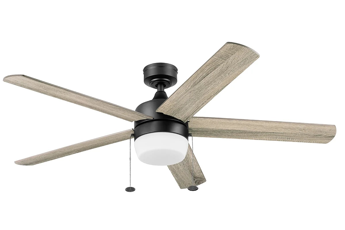 52" Pearce Modern Black Indoor Ceiling Fan with Light, Adjustable Color Temperature & Reverse Airflow