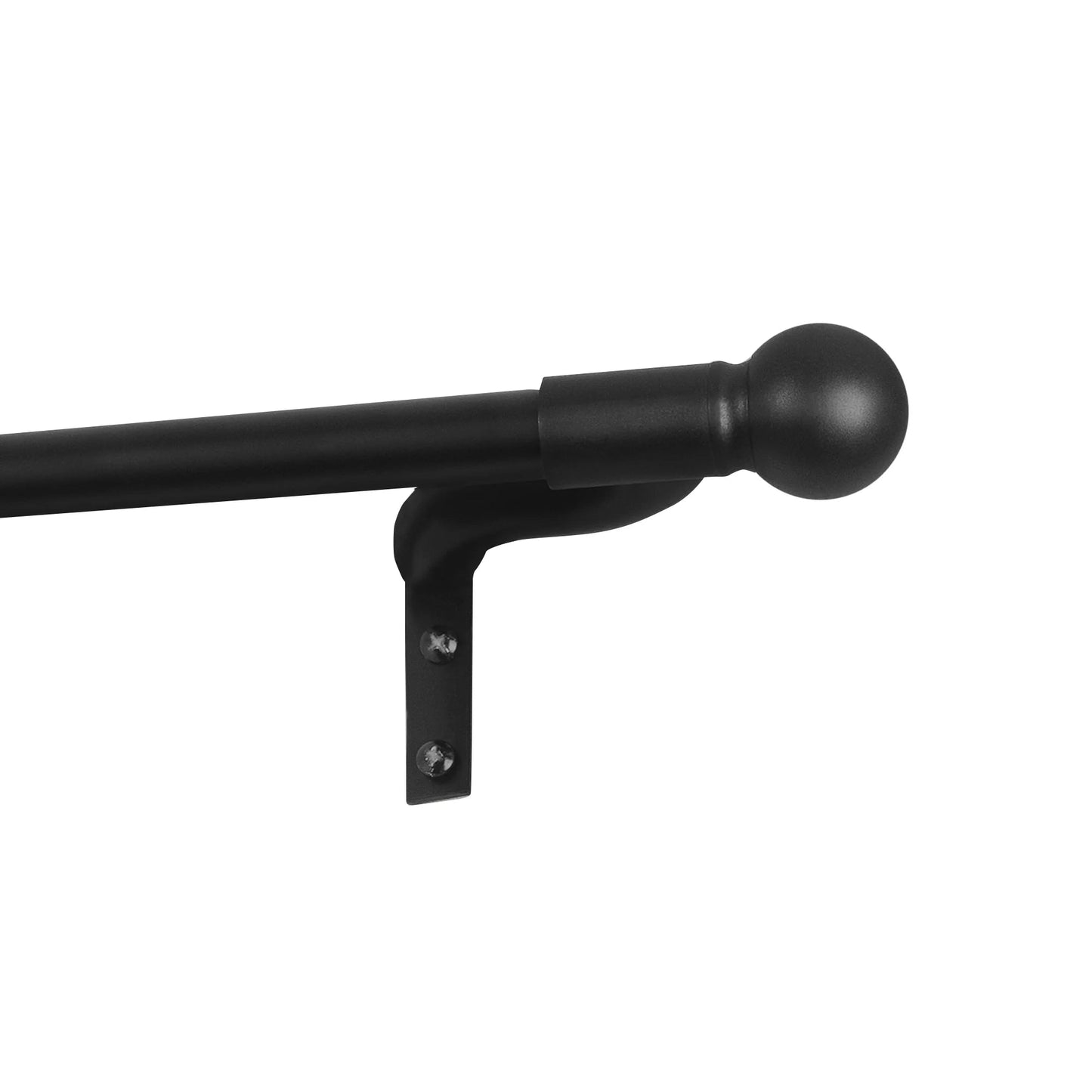 No Measuring Easy Install Cafe Window Rod, 18"-48", with Ball Finials, Black