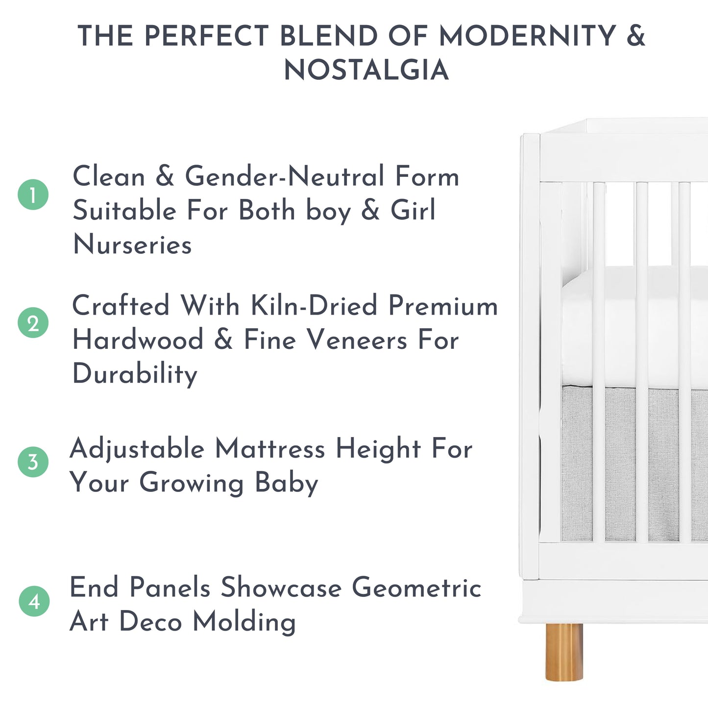 Art Deco Crib in White/Gold