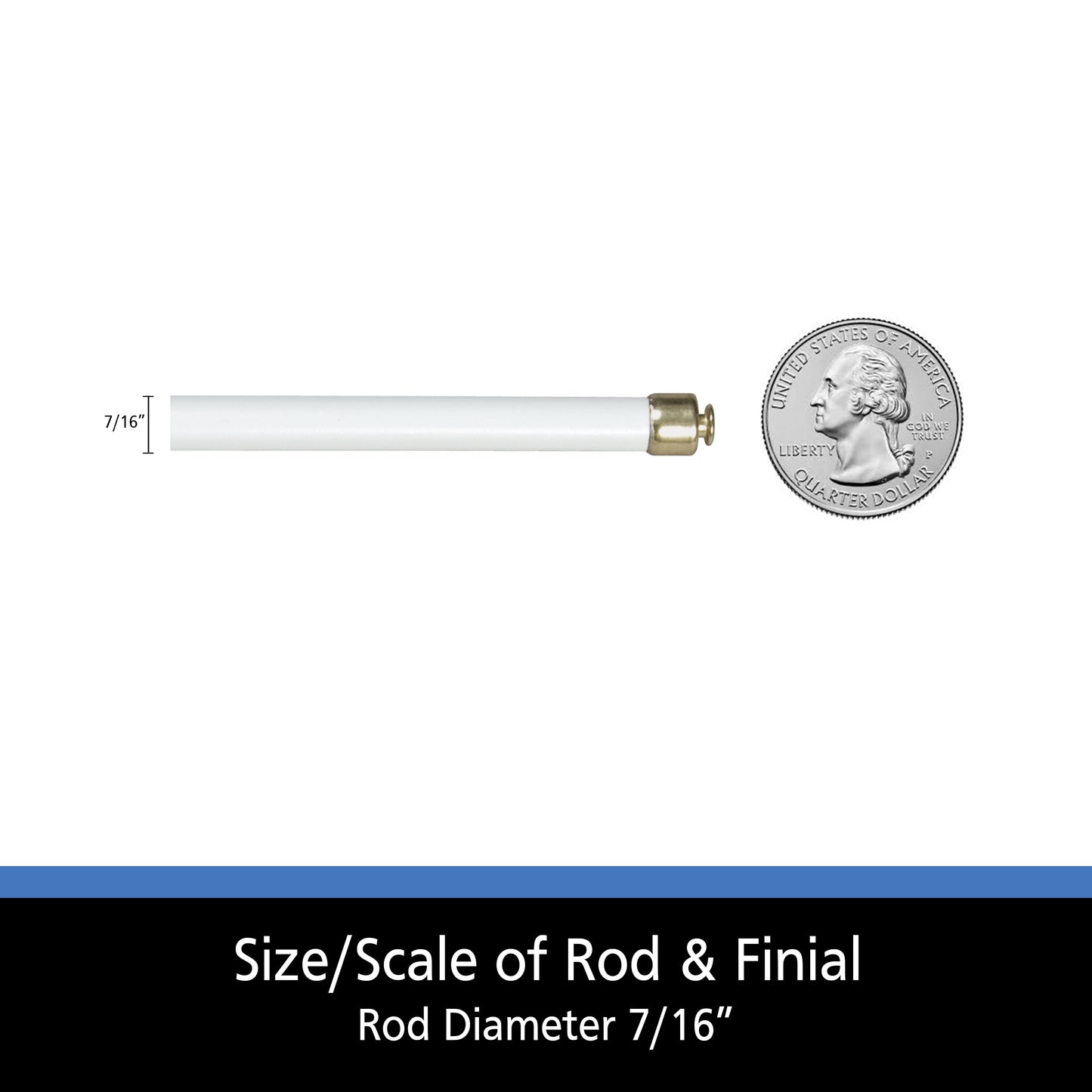 7/16" White round Sash Curtain Rod, 48-84"