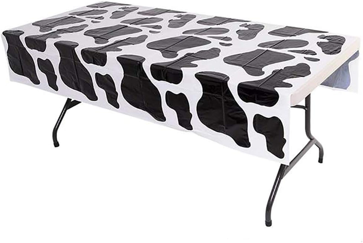Cow Spots Table Cloth 54" X 72" Table Cover for Farm Animal Themed Party, Birthday Party, Picnic Table Covers (6-Pack)