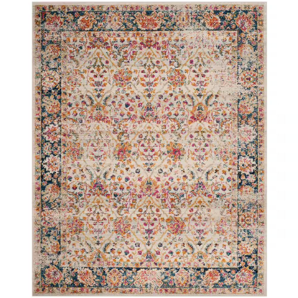 Madison Cream/Navy 2 Ft. X 6 Ft. Border Runner Rug