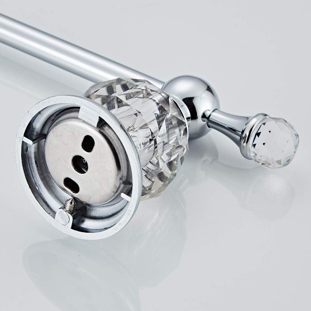 Crystal Bathroom Hardware Set, Chrome Bathroom Accessories Silver Towel Ring Towel Bar Toilet Paper Holder Coat Hooks Wall Mounted Polished 4 Pieces with Crystal Ball Base Designed