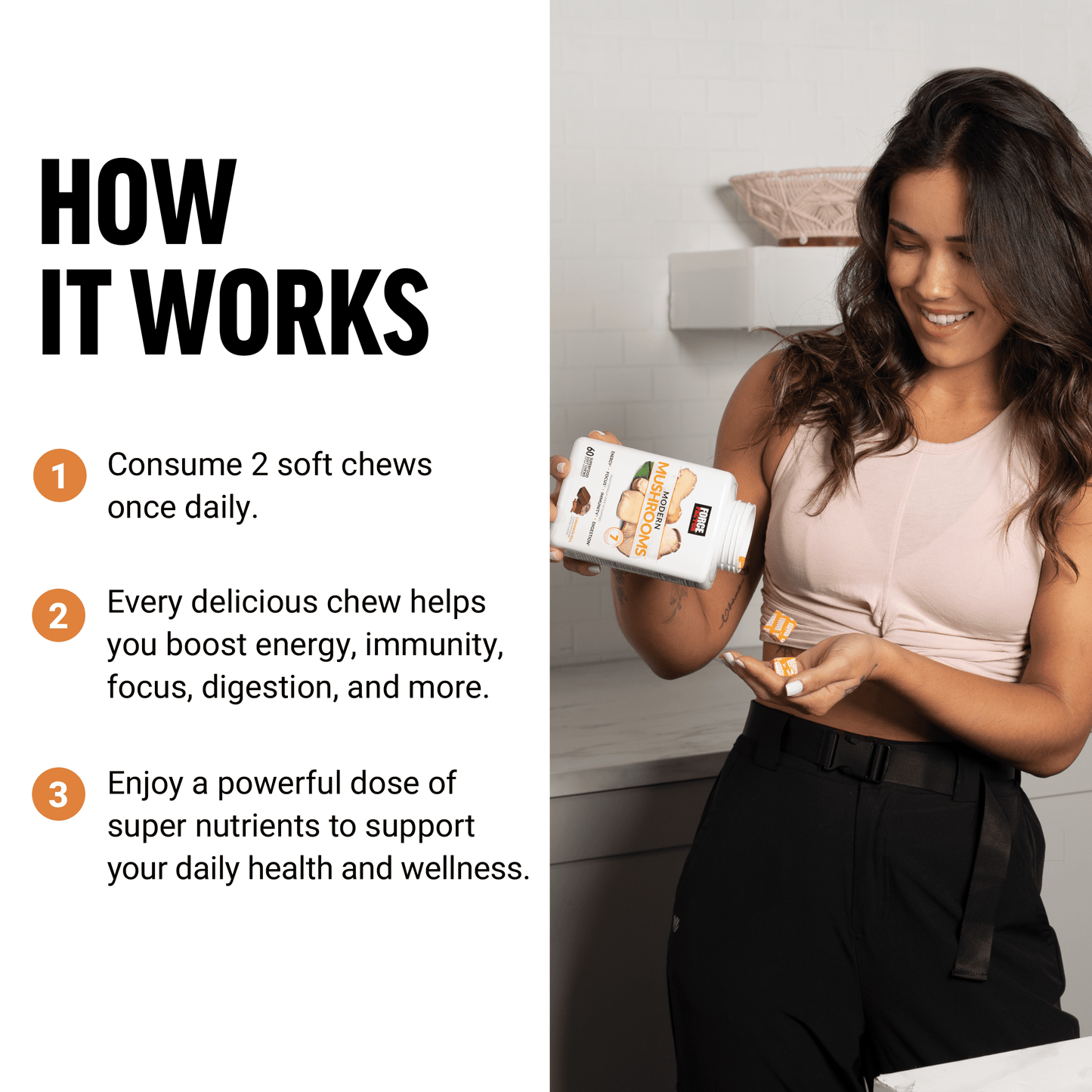 Modern Mushrooms Soft Chews, Mushroom Supplement Complex, Cinnamon Roll, 60 Chews by