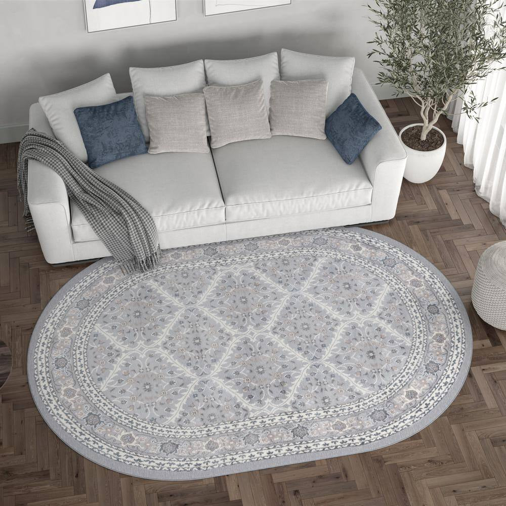 Madison Oriental Gray 5 Ft. X 8Ft. Oval Indoor Area Rug