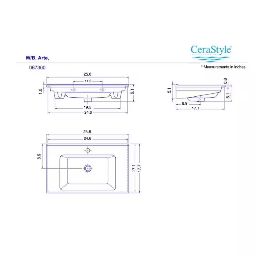 Arte Wall Mounted Bathroom Sink in White