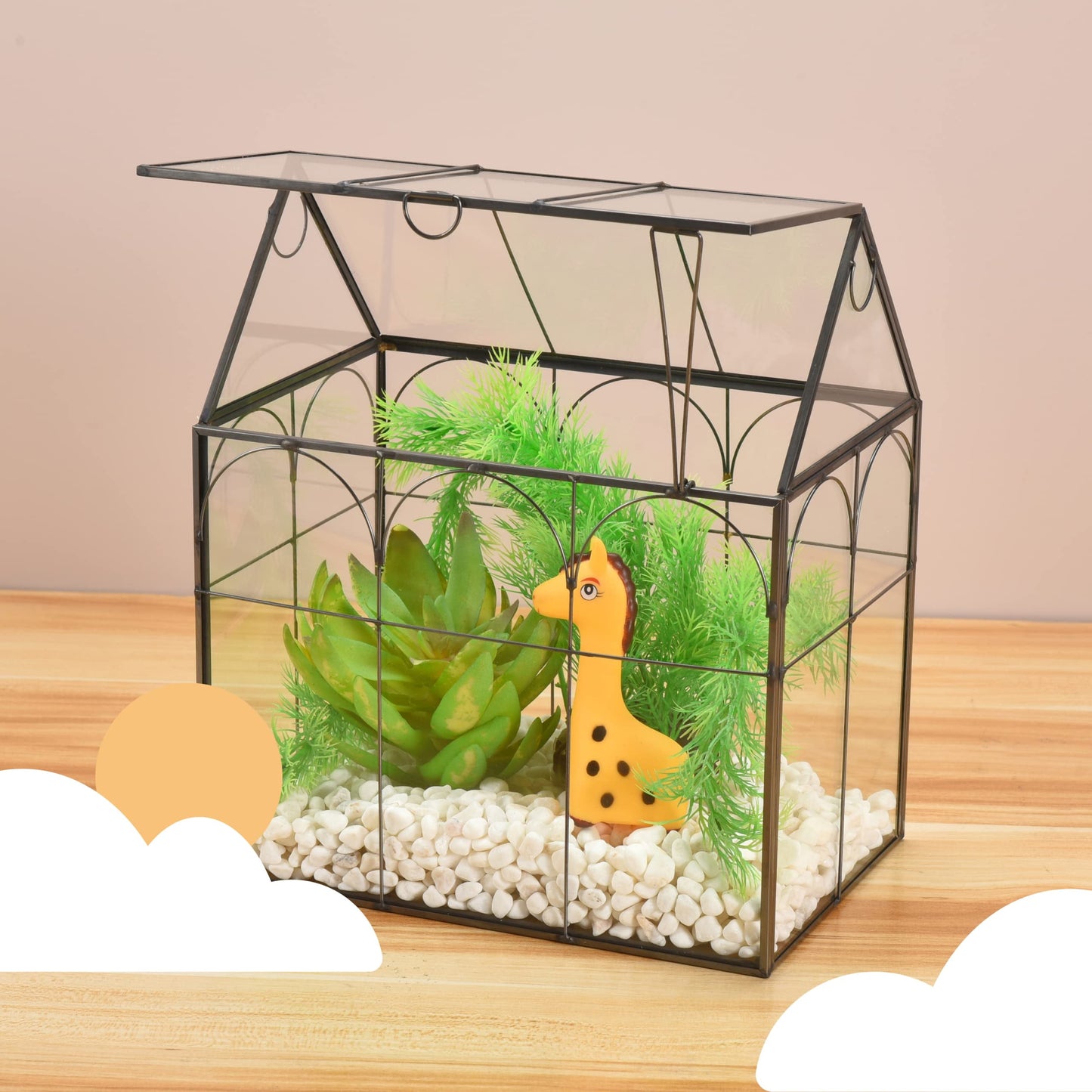 Glass Terrarium with Lid - 9X11X6-Inch Indoor Greenhouse Plant Terrarium Decor Planter Dome - Terrarium Kit Tabletop Greenhouse - Plant Accessories Ideal Gift for Nature Lovers