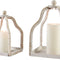 Wood Beaded Lantern Set, Distressed White WASH