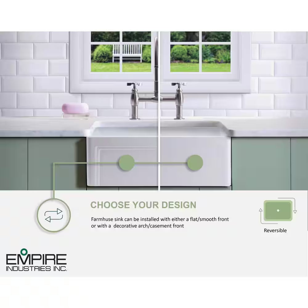 Olde London Farmhouse Fireclay 33 In. Single Bowl Kitchen Sink with Grid with Grid and Strainer
