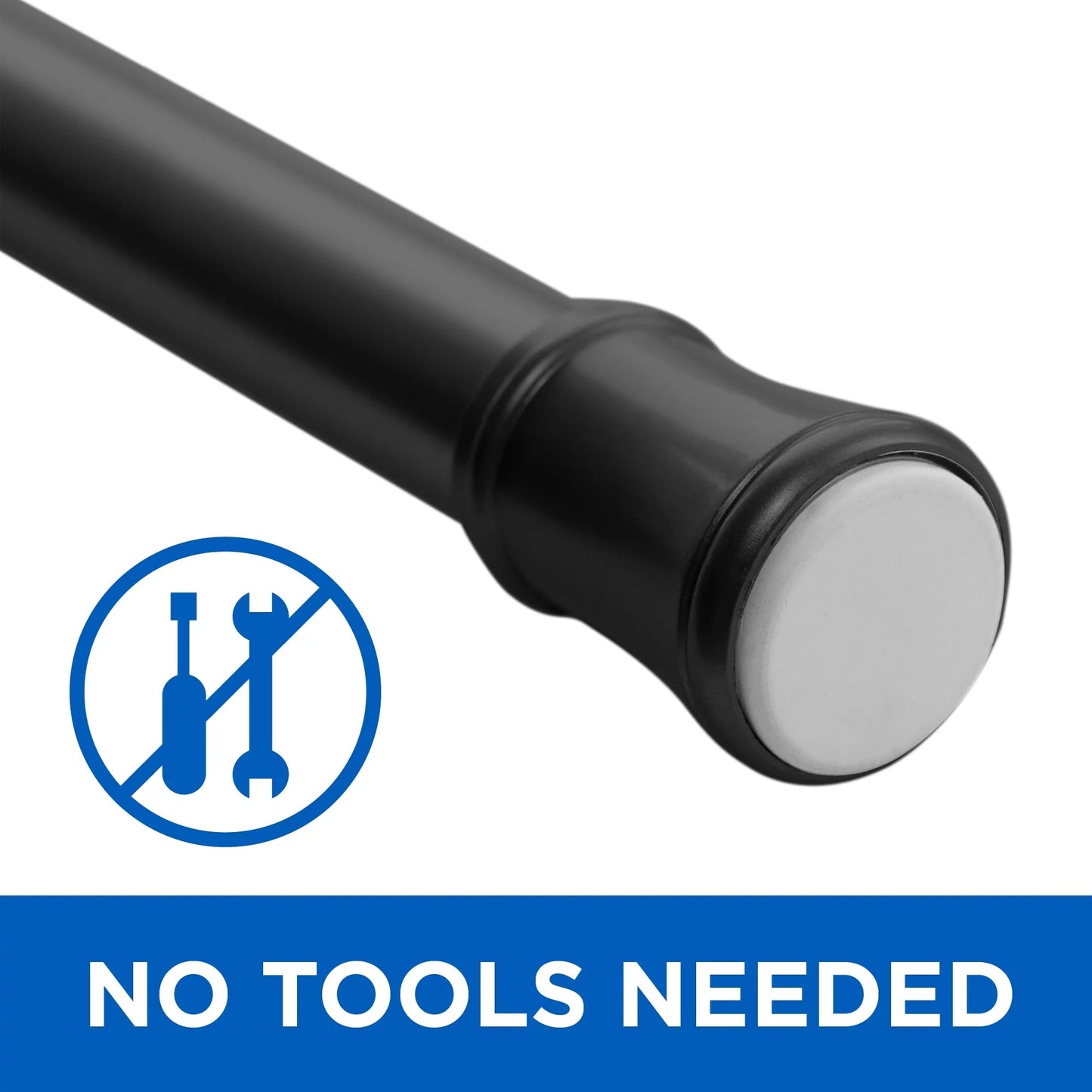 Adjustable Tension Window Curtain Rod, 46" - 84", with 1" Diameter, Black