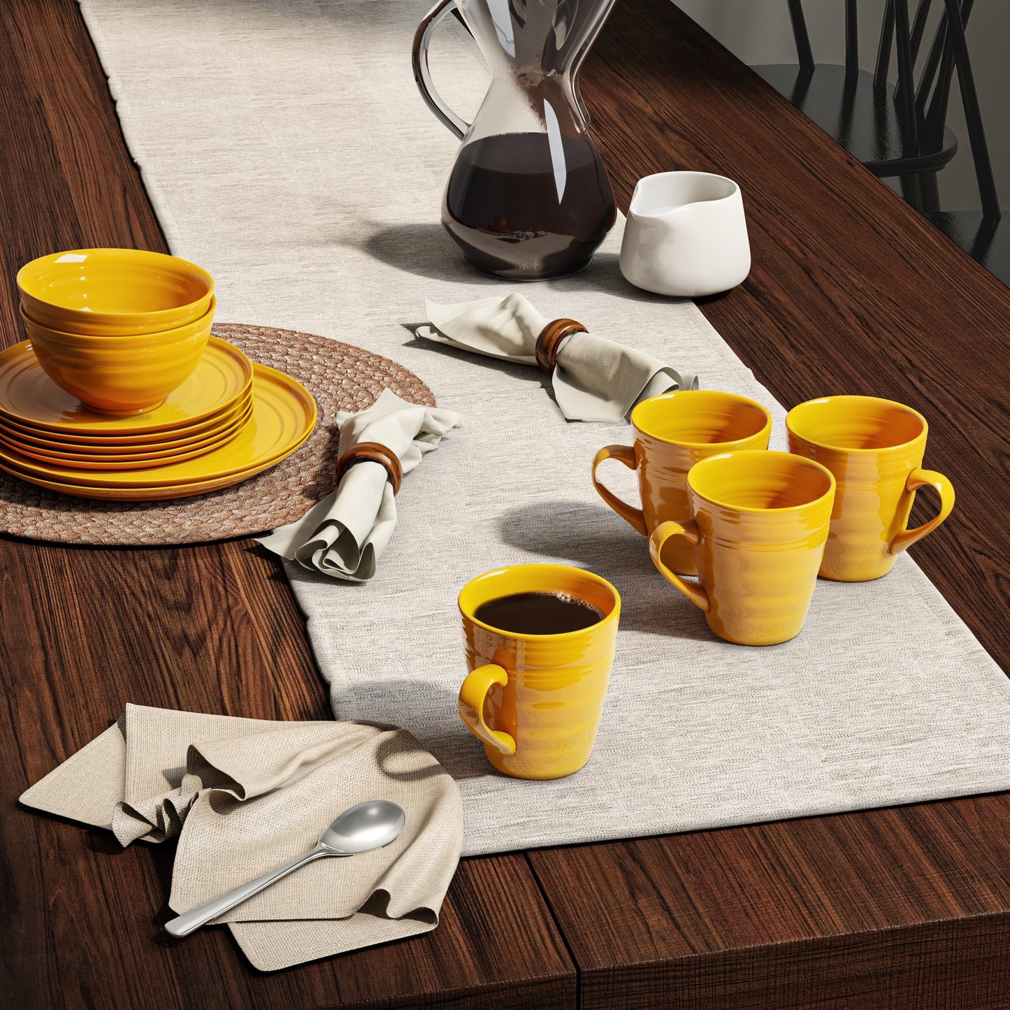 Farmhouse 16-Piece Dinnerware Set, Yellow