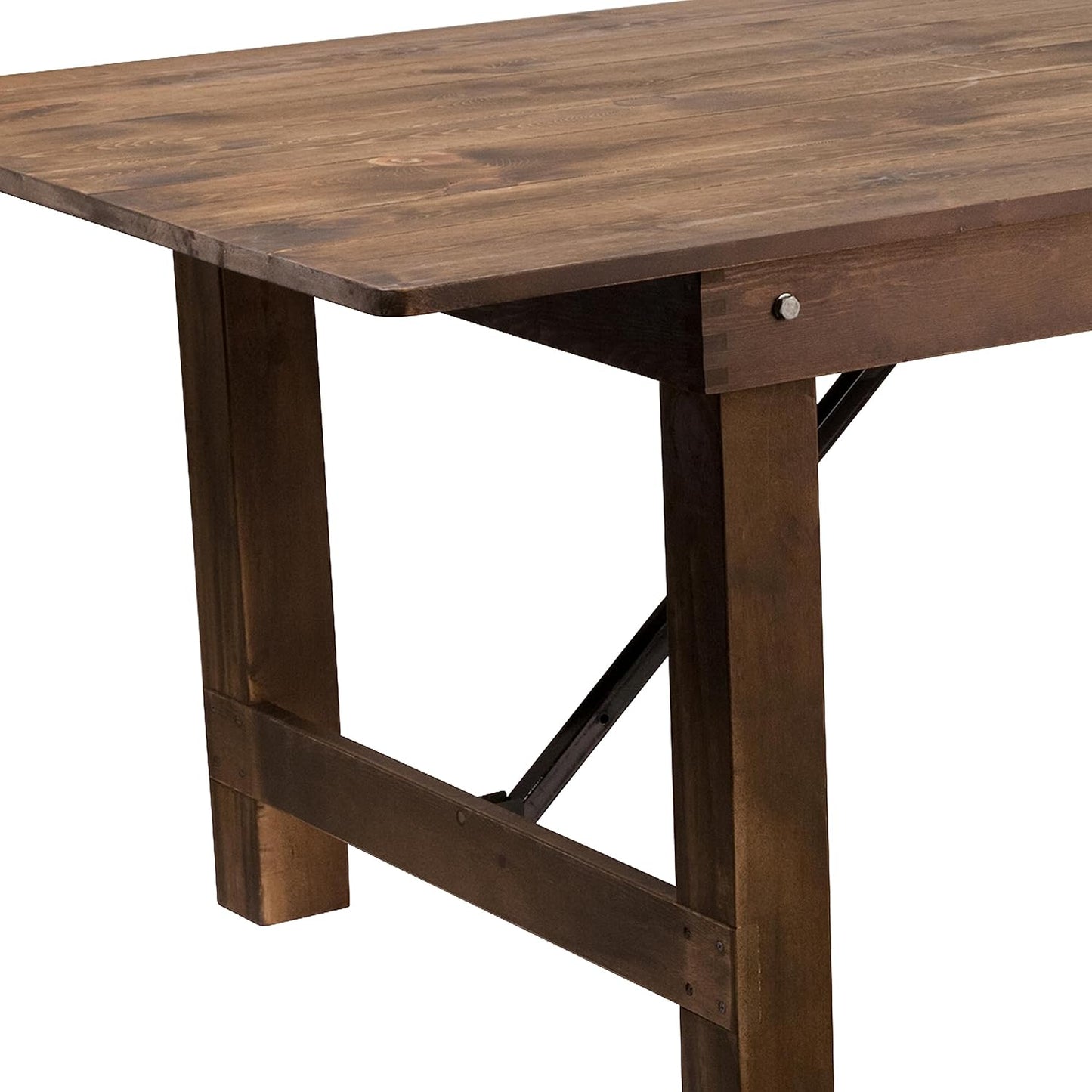 Hercules Series 9' X 40" Rustic Solid Pine Folding Dining Table, Rectangular Antique Farmhouse Dining and Event Extension Table
