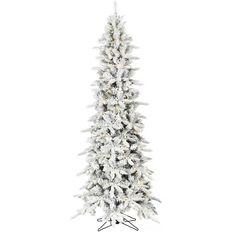 9-Ft Mountain Pine Pre-Lit Flocked White Artificial Christmas Tree with Color Changing LED Lights