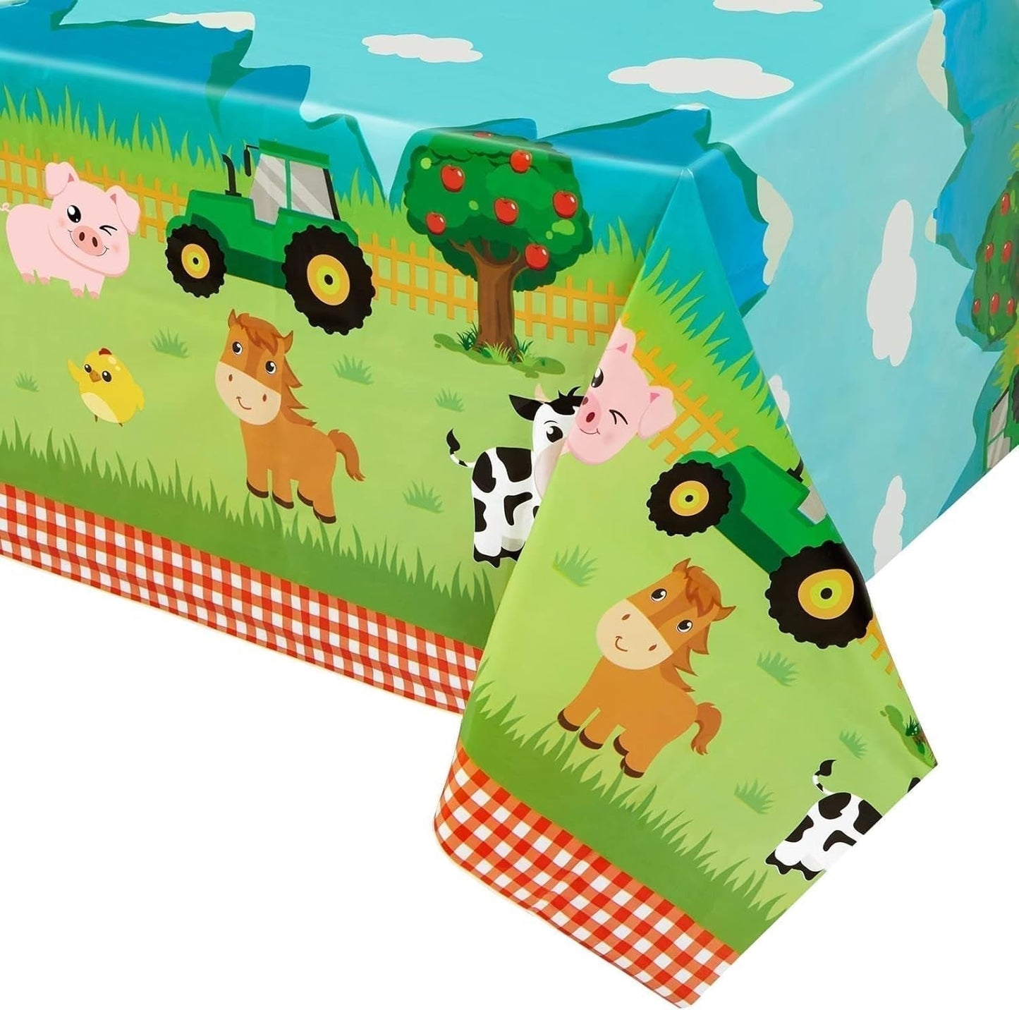 Farm Animal Party Tablecloth - 1 PC 54" X 108" Farm Birthday Party Decorations Disposable Farm Table Cover Farmhouse Animal Theme Party Supplies for Birthday Baby Shower Boys Girls