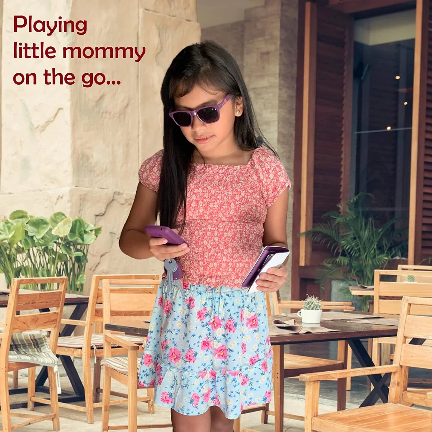 Play Purse for Girls and Toddlers - Realistic Purse and Complete Set of Pretend Play Accessories Including Toy Phone, Wallet, Credit Cards, Keys, Makeup for Role Playing Ages 3 4 5 6 7 8 Years and Up