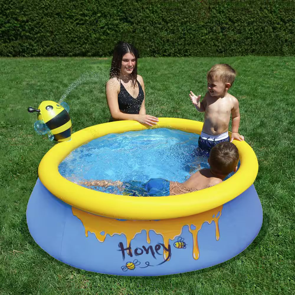 Bee Spray 5 Ft. round 16.5 In. Deep 3D above Ground Outdoor Backyard Inflatable Kiddie Pool