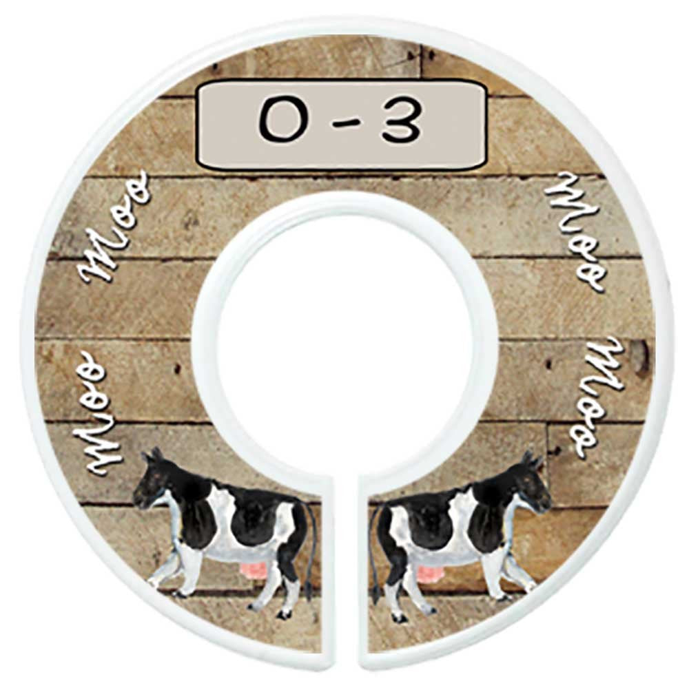 Baby Nursery Closet Dividers, Barnyard Themed, 6 Piece Set, Plastic, Multicolor, 3.5 in Height and Width, 1 3/8 in Diameter Opening