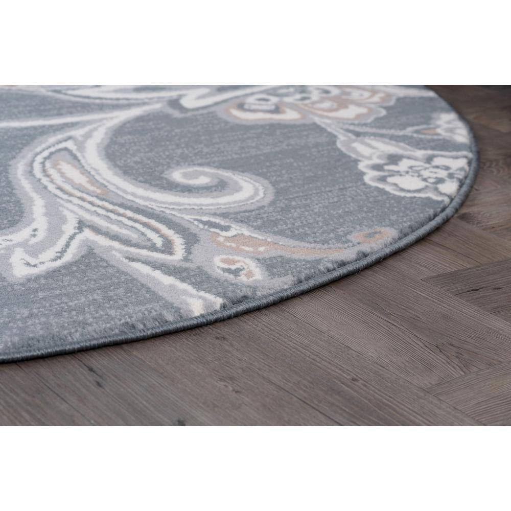 Madison Floral Dark Gray 5 Ft. X 8Ft. Oval Indoor Area Rug