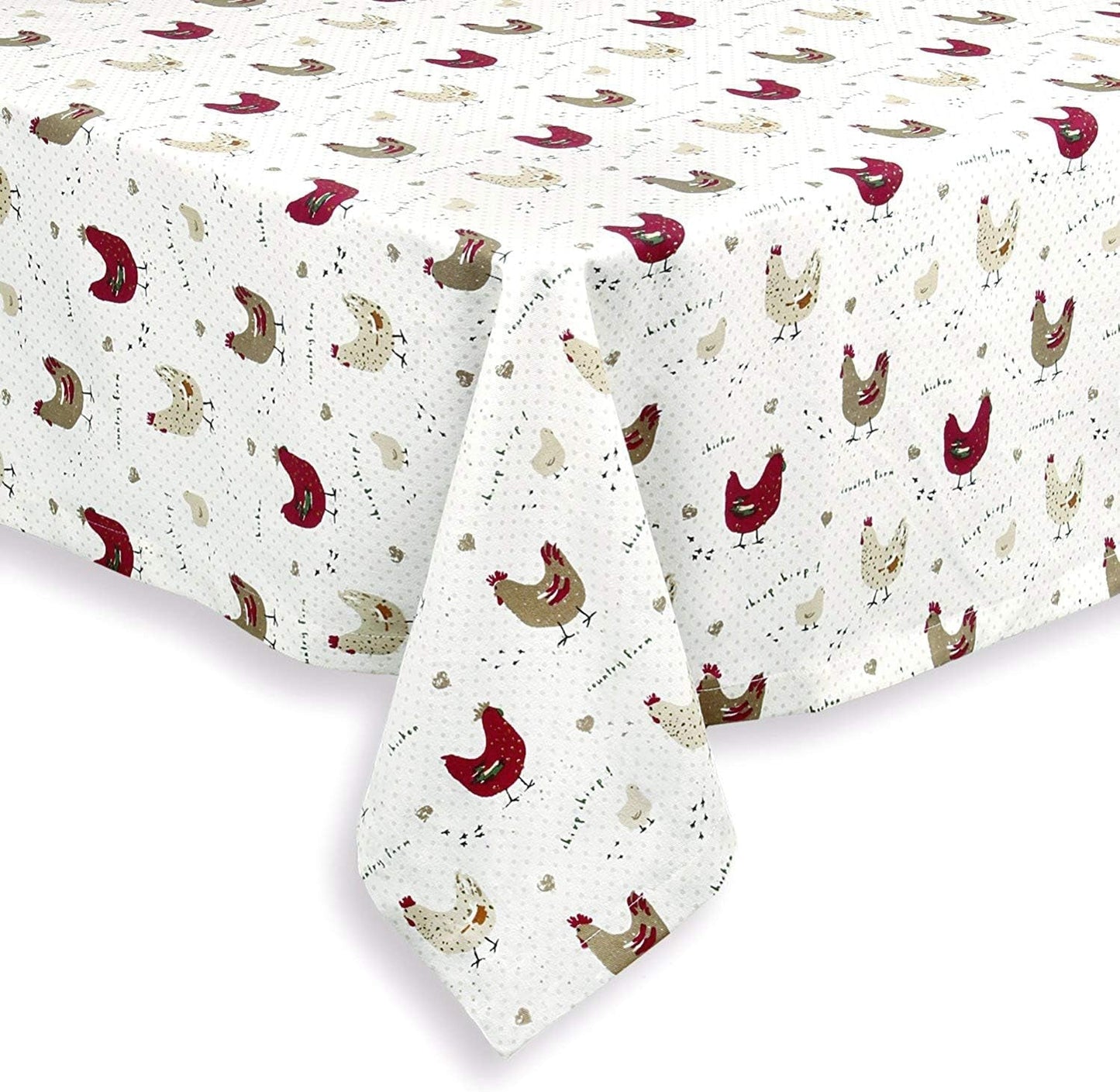Farmhouse Chicken Fabric Tablecloth 100% Cotton, 52 X 70 Rectangular