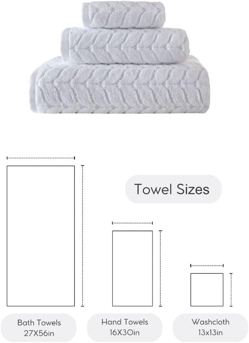 100% Turkish Cotton Jacquard Luxury Towel Set – Quick Dry Non-Gmo Ultra-Soft, Plush and Absorbent Luxury Durable Turkish Towels Set (Grey, 3 Pcs Towel Set)