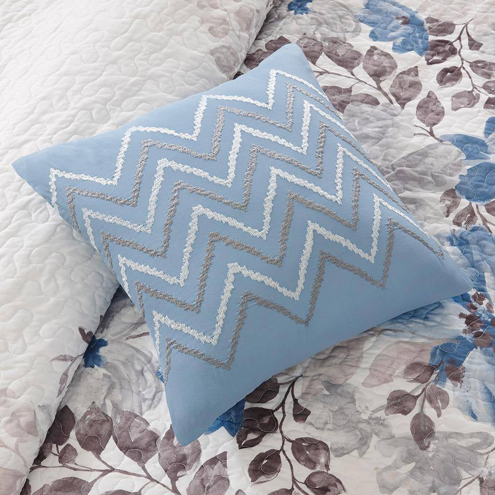 Piper 6-Piece Blue Microfiber Full/Queen Quilt Set