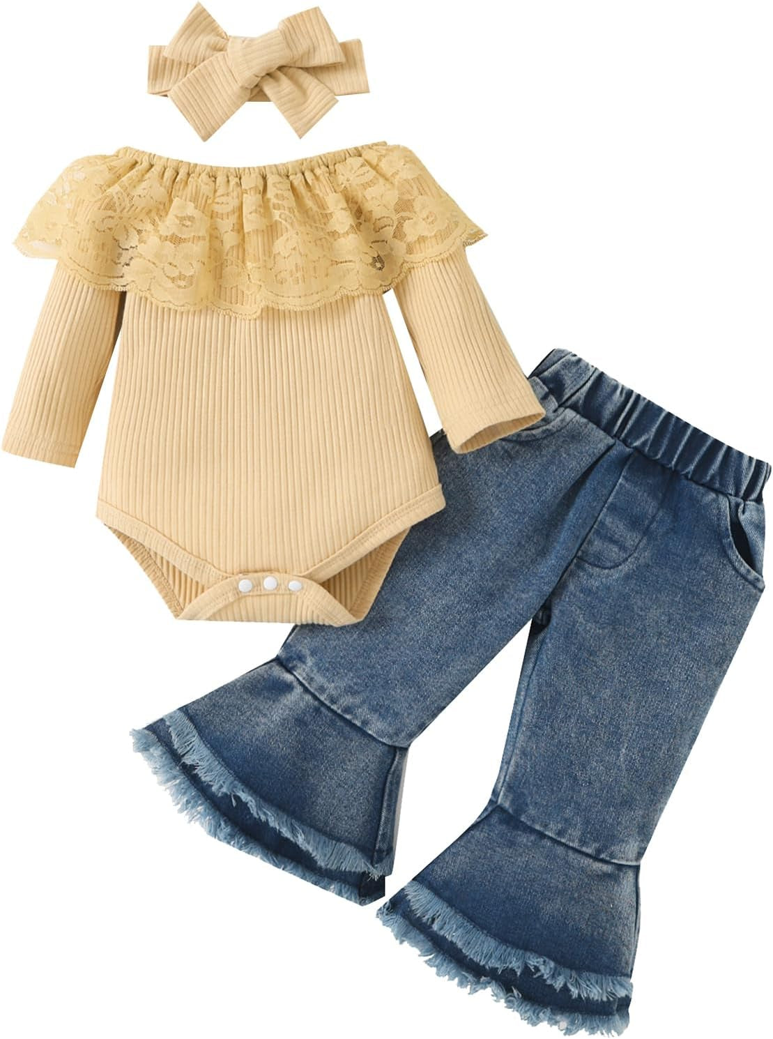 Baby Girl Clothes Outfits Toddler Infant Baby Romper Top+Jeans Clothing Set