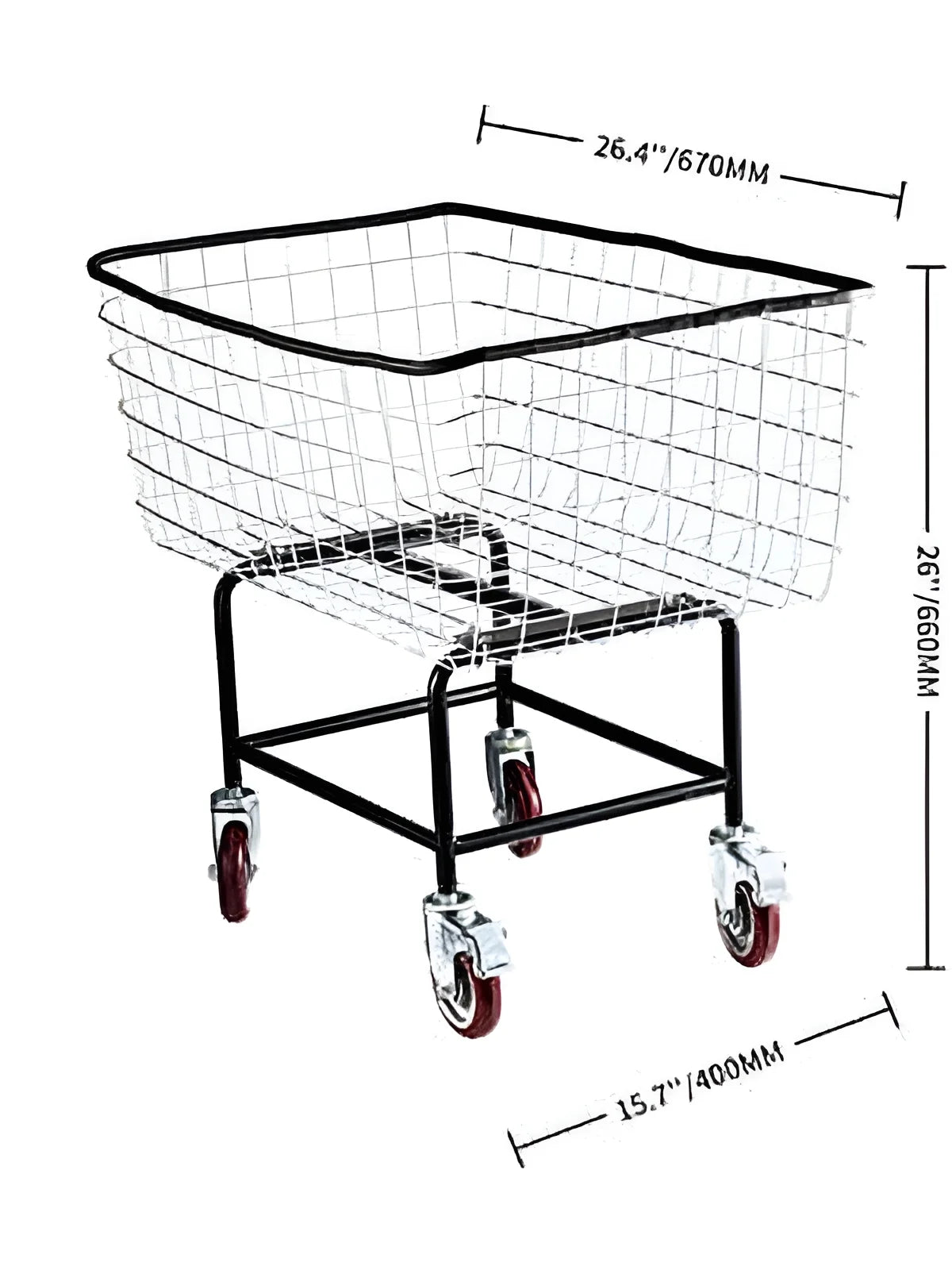 Wire Laundry Cart Wire Laundry Basket 4.5 Bushel Heavy Duty W/ 5'' Wheels