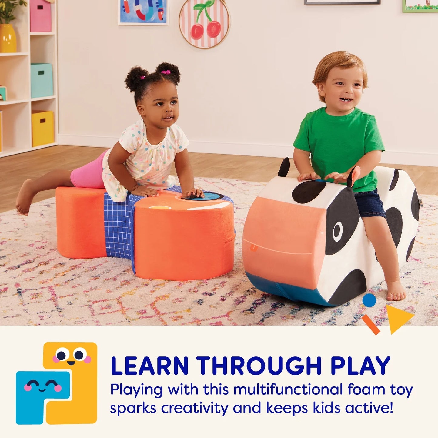 Cozy Cruisers Cow Foam White Ride-On Toy with Washable Cover, Toddler and Preschool Toys