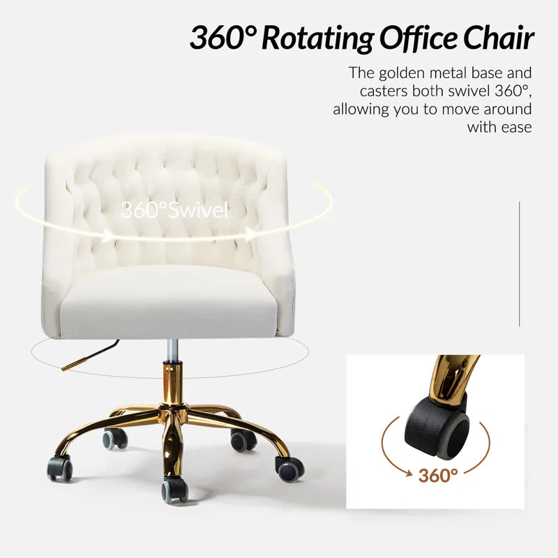 Louise 35.5'' H Velvet Hand-Curated Task Chair with Button Tufted