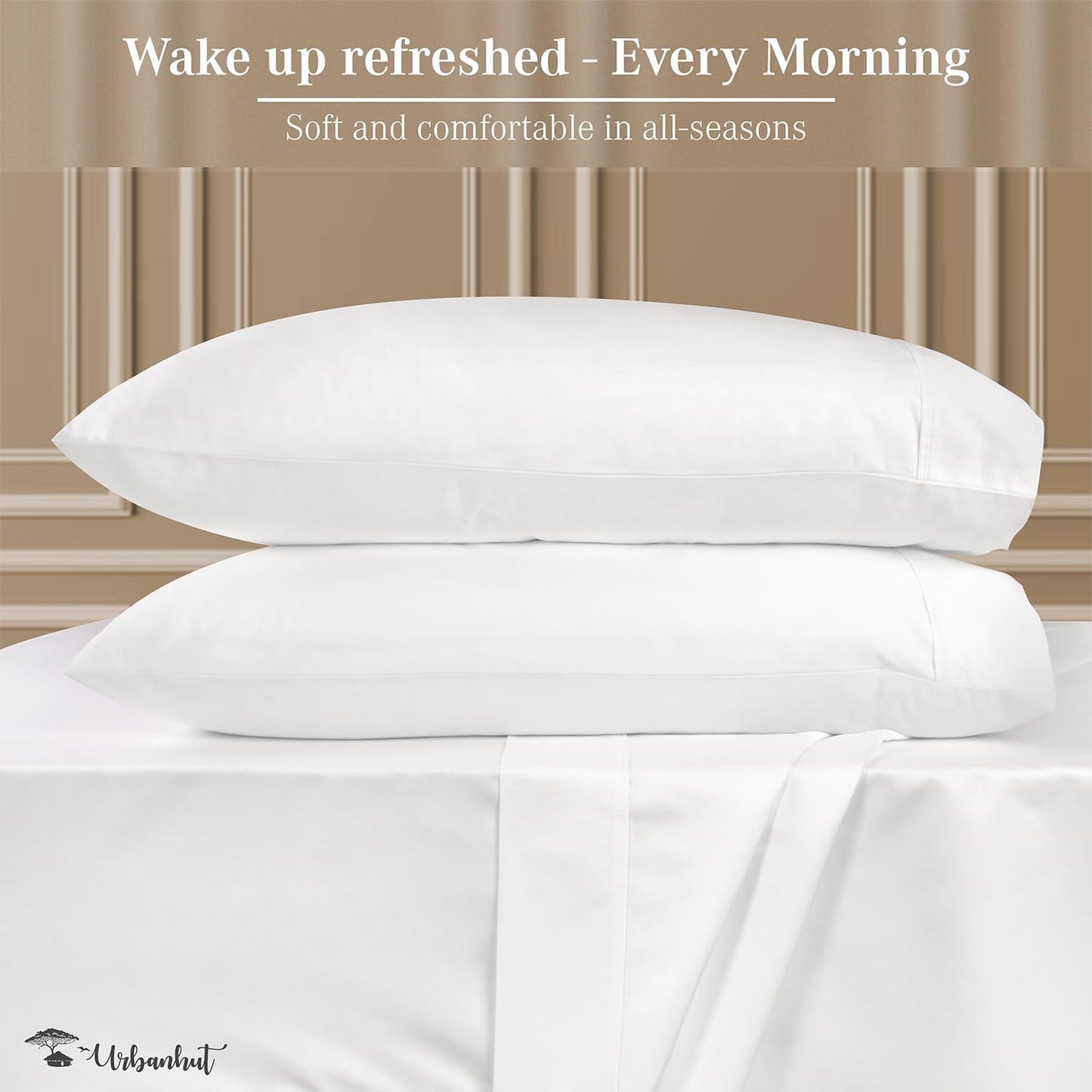 1000 Thread Count Egyptian Cotton Sheets California King Size, Long Staple Soft & Breathable, 4 Pc Bed Sheet Sets, Luxury Hotel Sateen Sheets Fits 16" Deep Pocket - White
