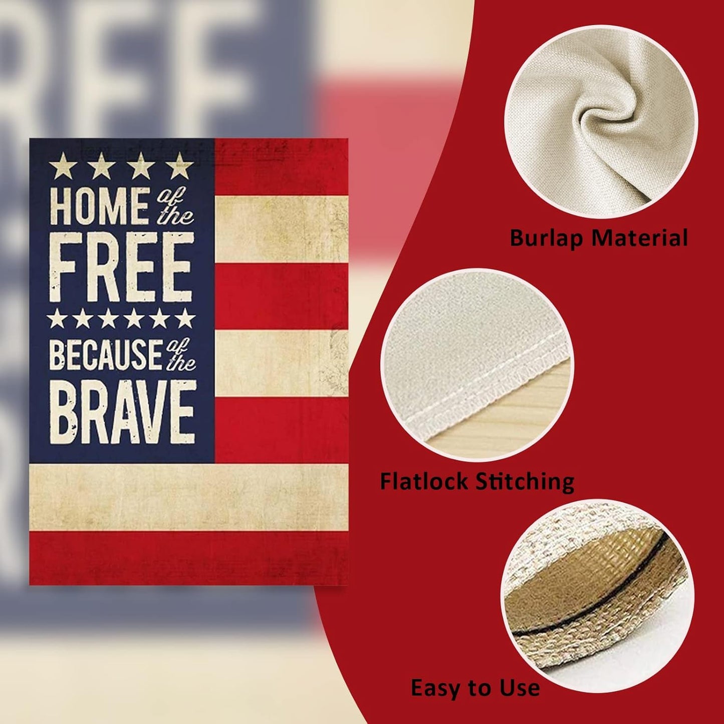 Decorative Home of Free Because of the Brave 4Th of July American Patriotic House Flag, USA Memorial Day Yard America outside Decoration, Spring Summer Outdoor Large Decor Double Sided 28X40