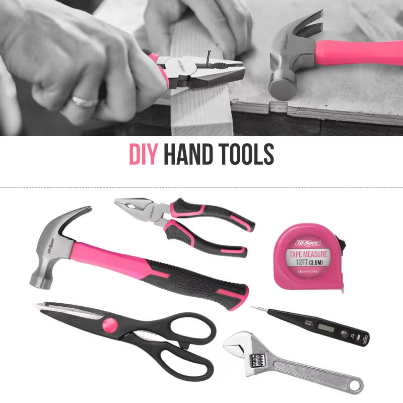 67/71/56/35Pcs Automotive Maintenance Tools -Household Repair Tool Kit Multi-Purpose Pink Hand Tool Set with Storage Box