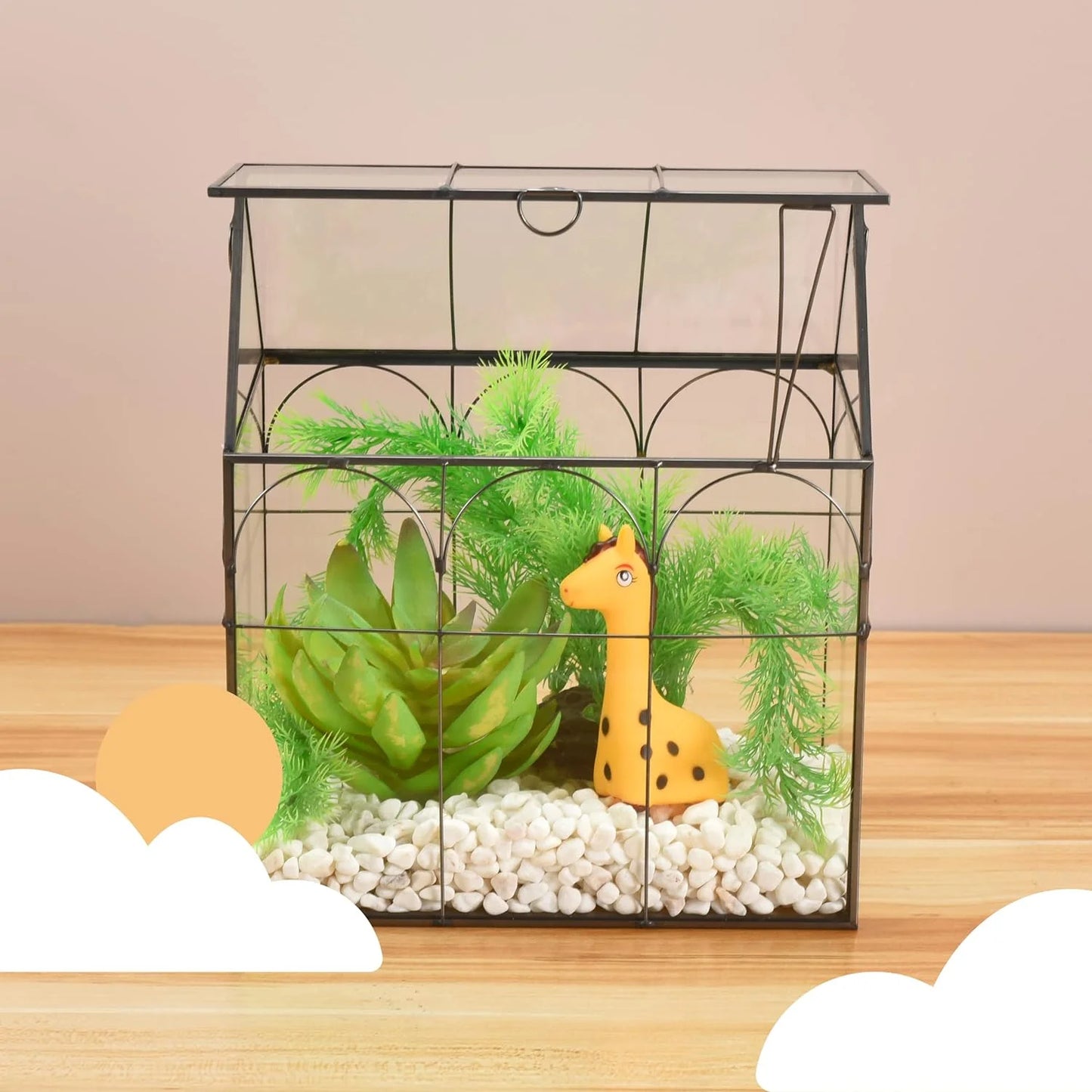 Glass Terrarium with Lid - 9X11X6-Inch Indoor Greenhouse Plant Terrarium Decor Planter Dome - Terrarium Kit Tabletop Greenhouse - Plant Accessories Ideal Gift for Nature Lovers