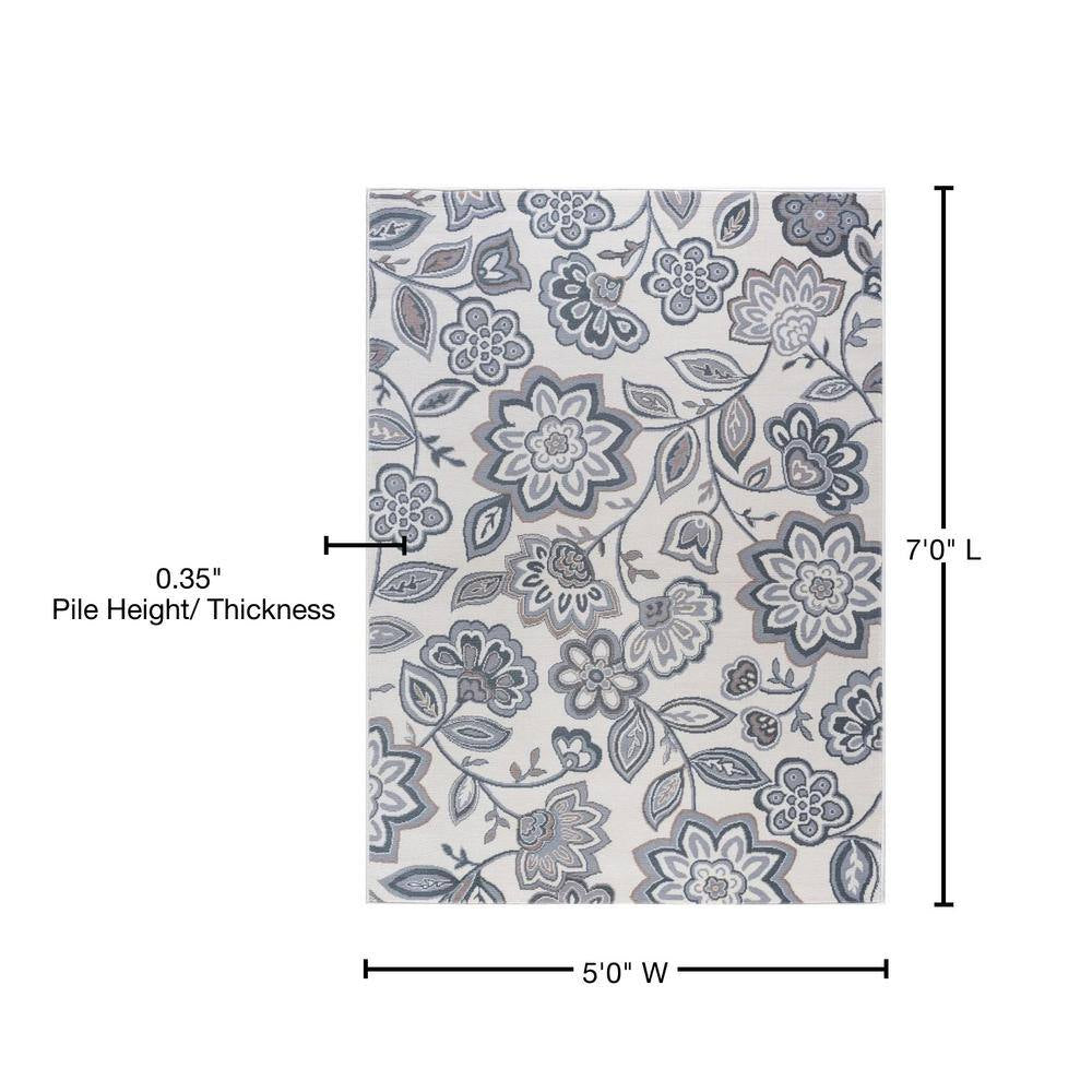 Madison Floral Cream 5 Ft. X 7 Ft. Indoor Area Rug