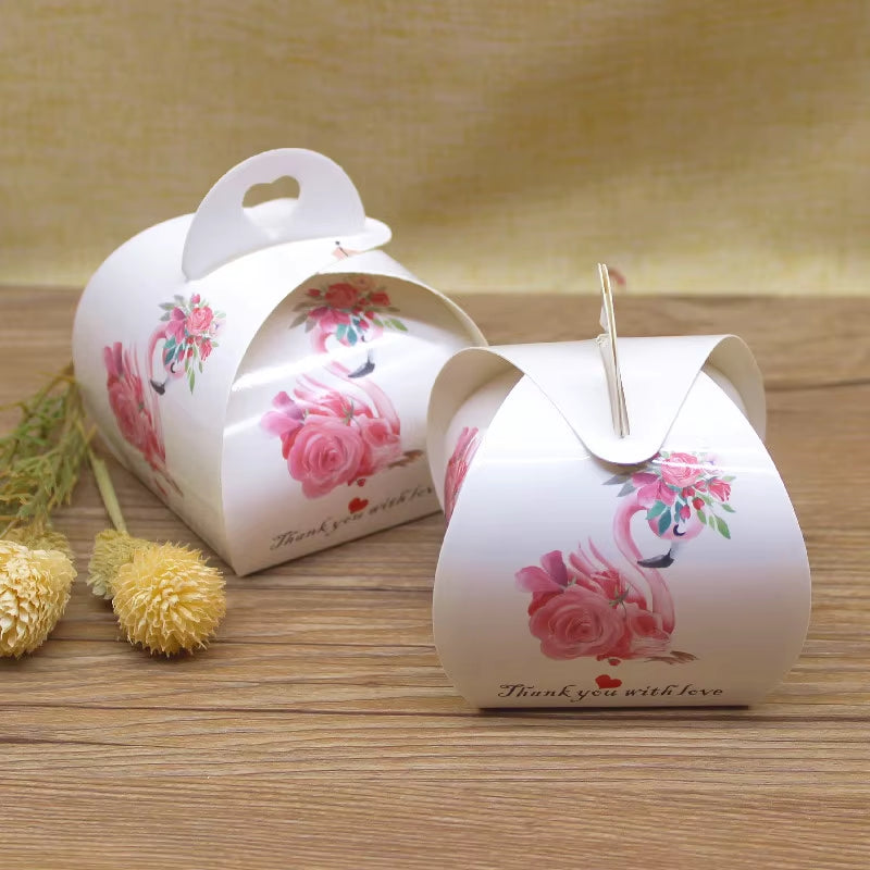 10Pcs 5.5X5.5X6.5Cm Paper Candy Box Flamingo Chocolate Gift Box for Baby Shower Birthday Wedding Party Supplies