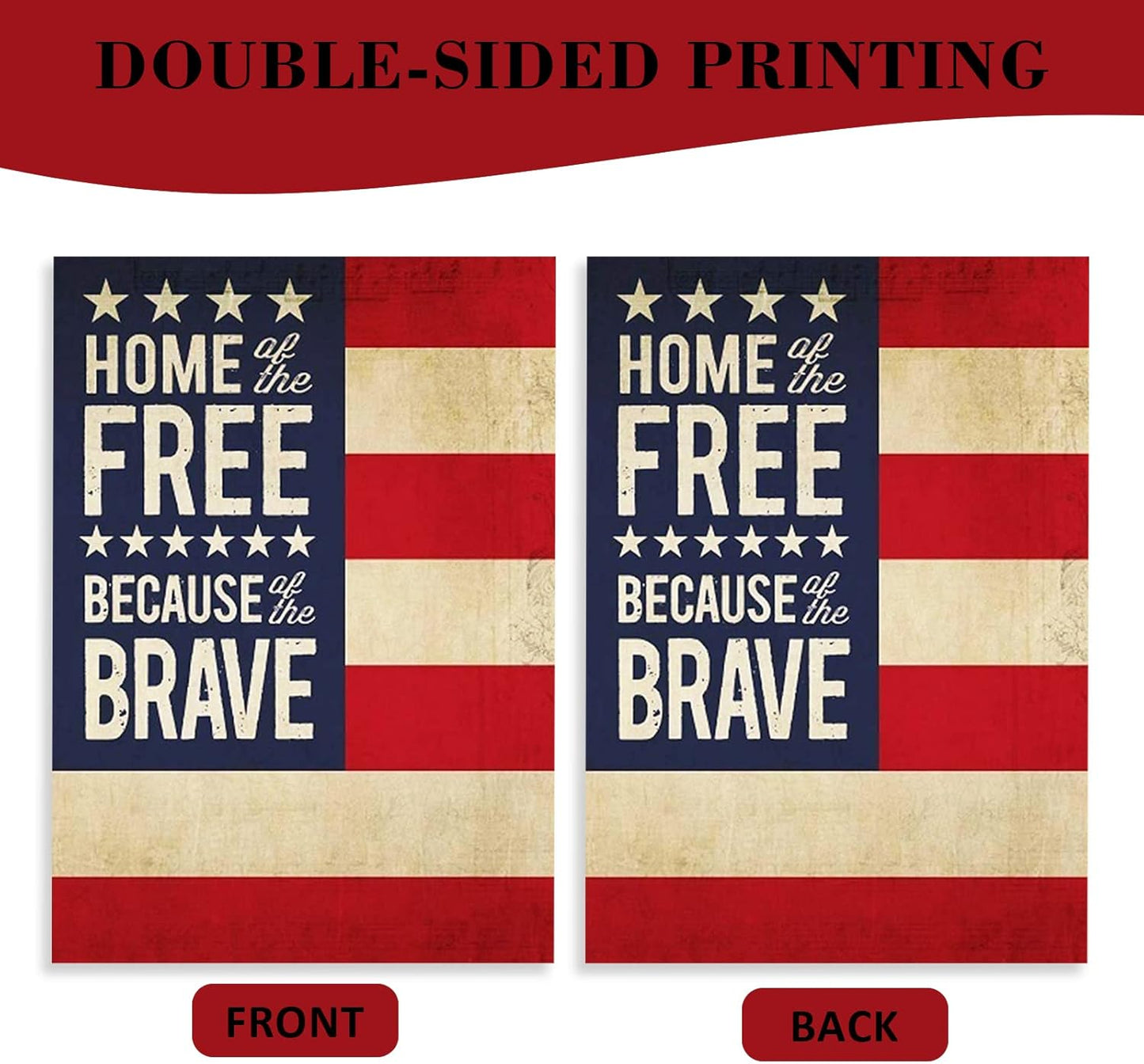 Decorative Home of Free Because of the Brave 4Th of July American Patriotic House Flag, USA Memorial Day Yard America outside Decoration, Spring Summer Outdoor Large Decor Double Sided 28X40