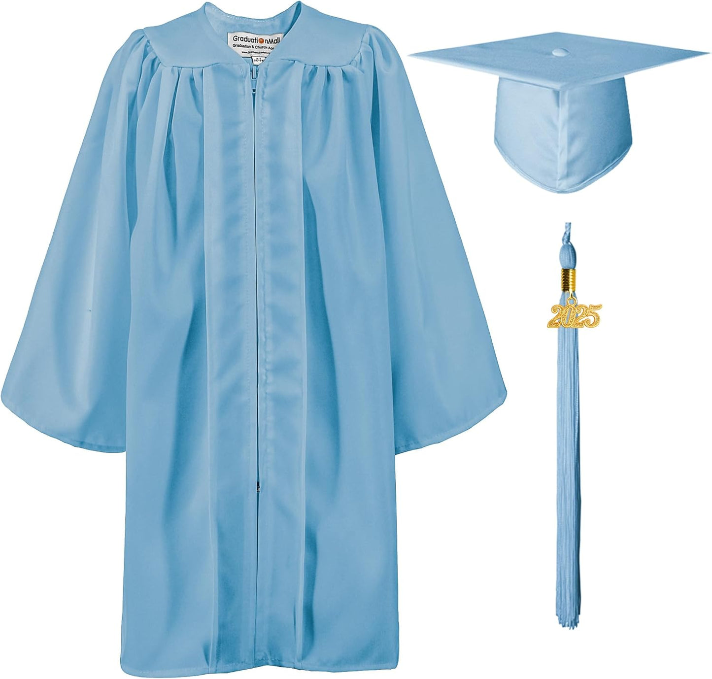 Matte Kindergarten Graduation Gown Cap Set with 2025 Tassel