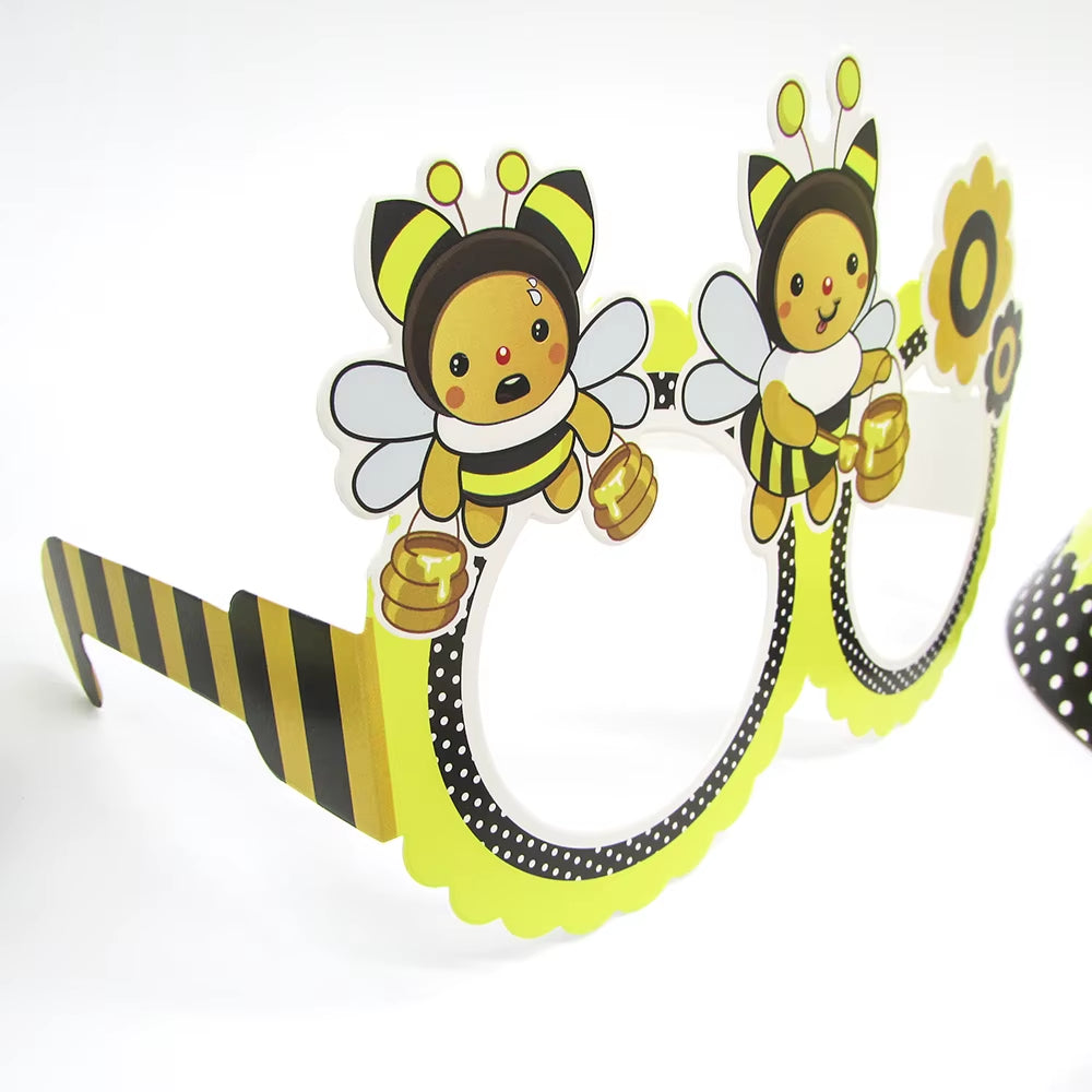 6Pcs Cartoon Bumble Bee Party Disposable Tableware Cups Plates Hats Straw Birthday Party Decorations Kids for 6 Person
