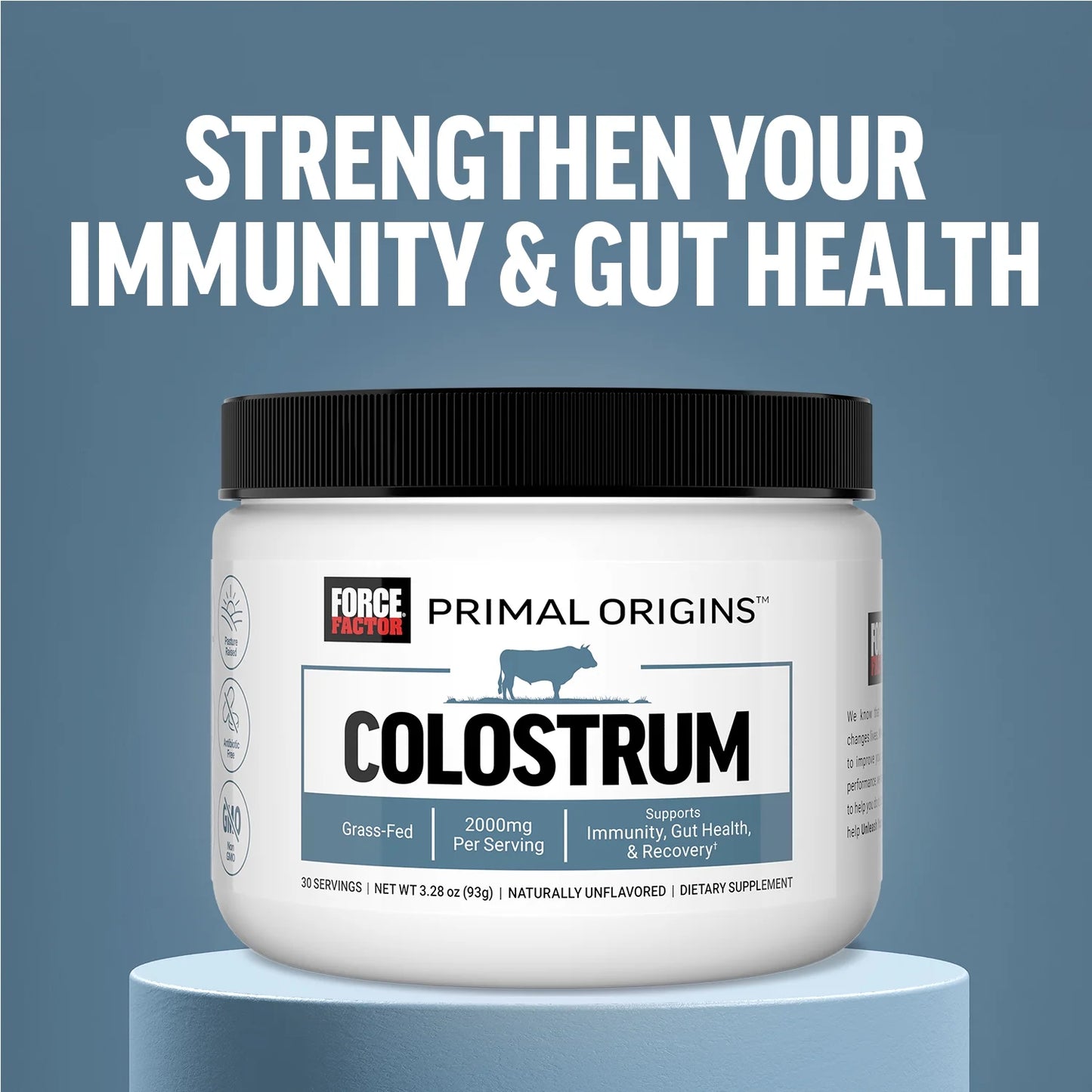 Primal Origins Bovine Colostrum Powder, Pasture-Raised, Grass Fed, Hormone Free, 30 Servings