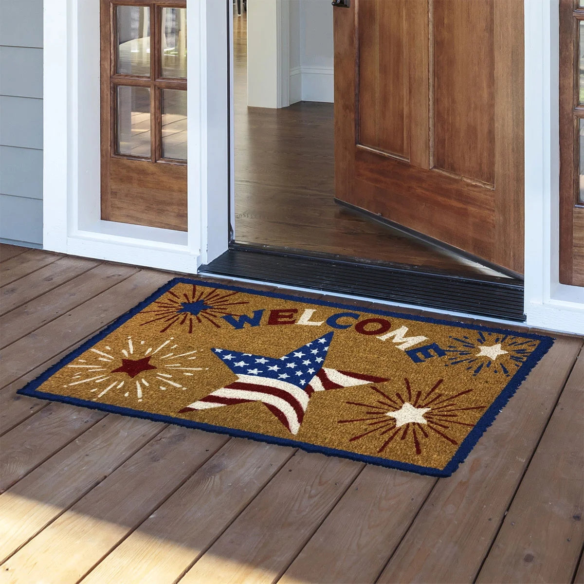 American Star Patriotic Natural Fiber Coir Doormat