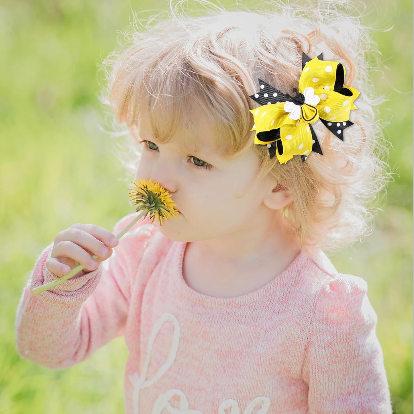 Cute Bows for Girls: Yellow Bee Hair Accessories, Ribbon Hair Clips, and Spring Barrettes for Hair Decorations