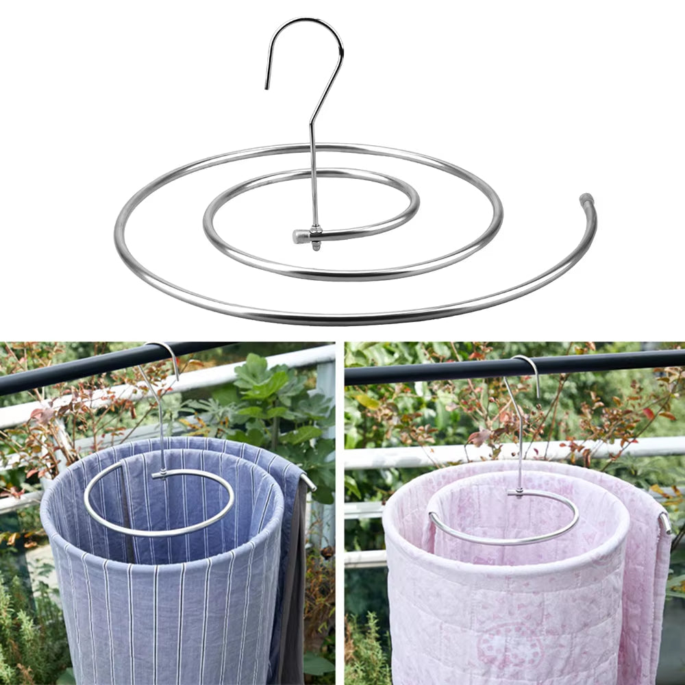 Save Space Stainless Steel Blanket Hanger round Spiral Quilt Sheets Hanger Rotating Drying Rack Home Storage