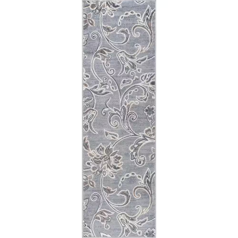 Madison Floral Gray 6 Ft. round Indoor Area Rug