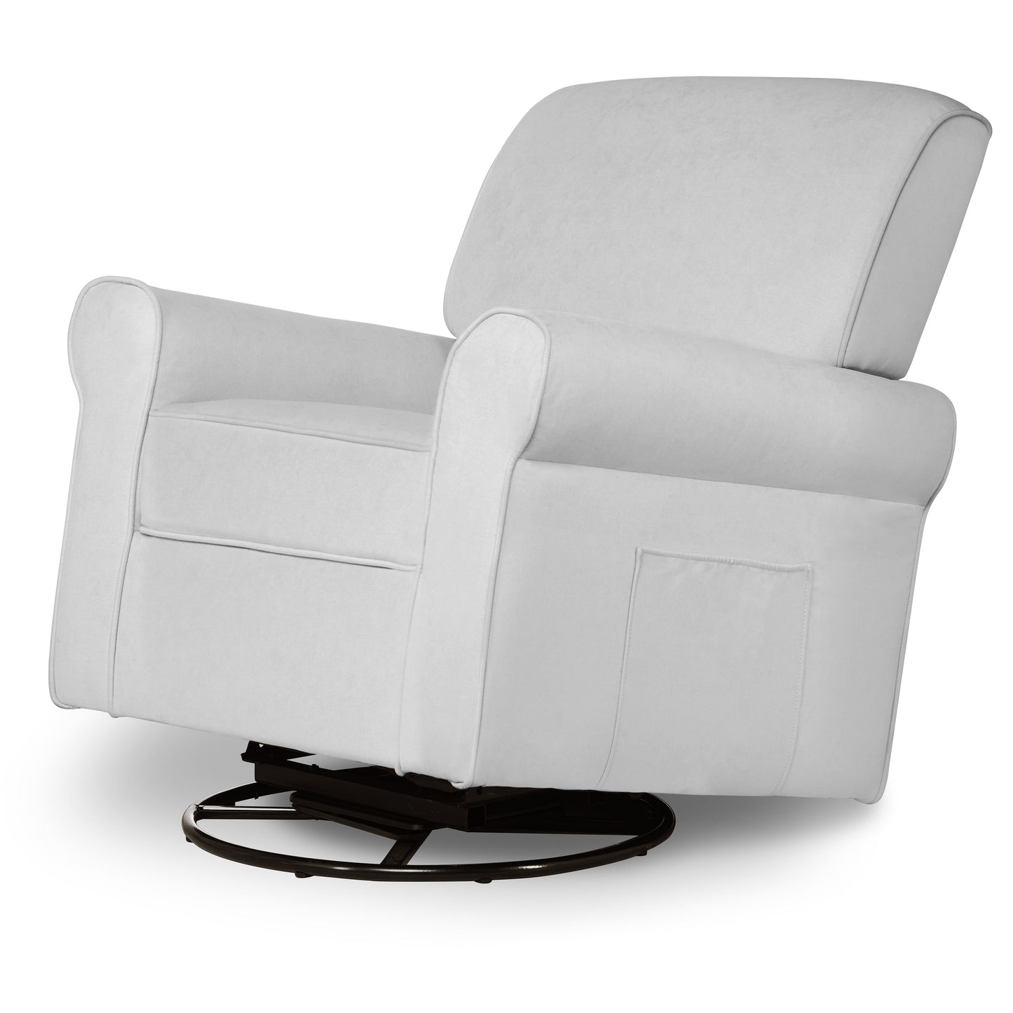 London Upholstered 360 Swivel L Glider I Rocker I Nursery Glider I Durable Soft Fabric in Gray Finish
