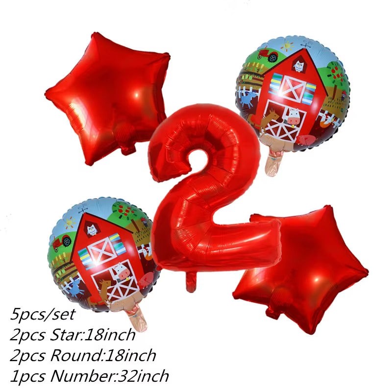 Baby Shower Farm Animals Theme Party Favors Decorations with Balloon Cartoon Disposable Tableware Sets Birthday Party Supplies