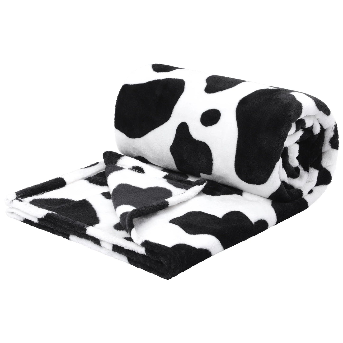 Cow Printed Soft Lightweight Bed 300GSM Flannel Throw Blanket 39" X 51"