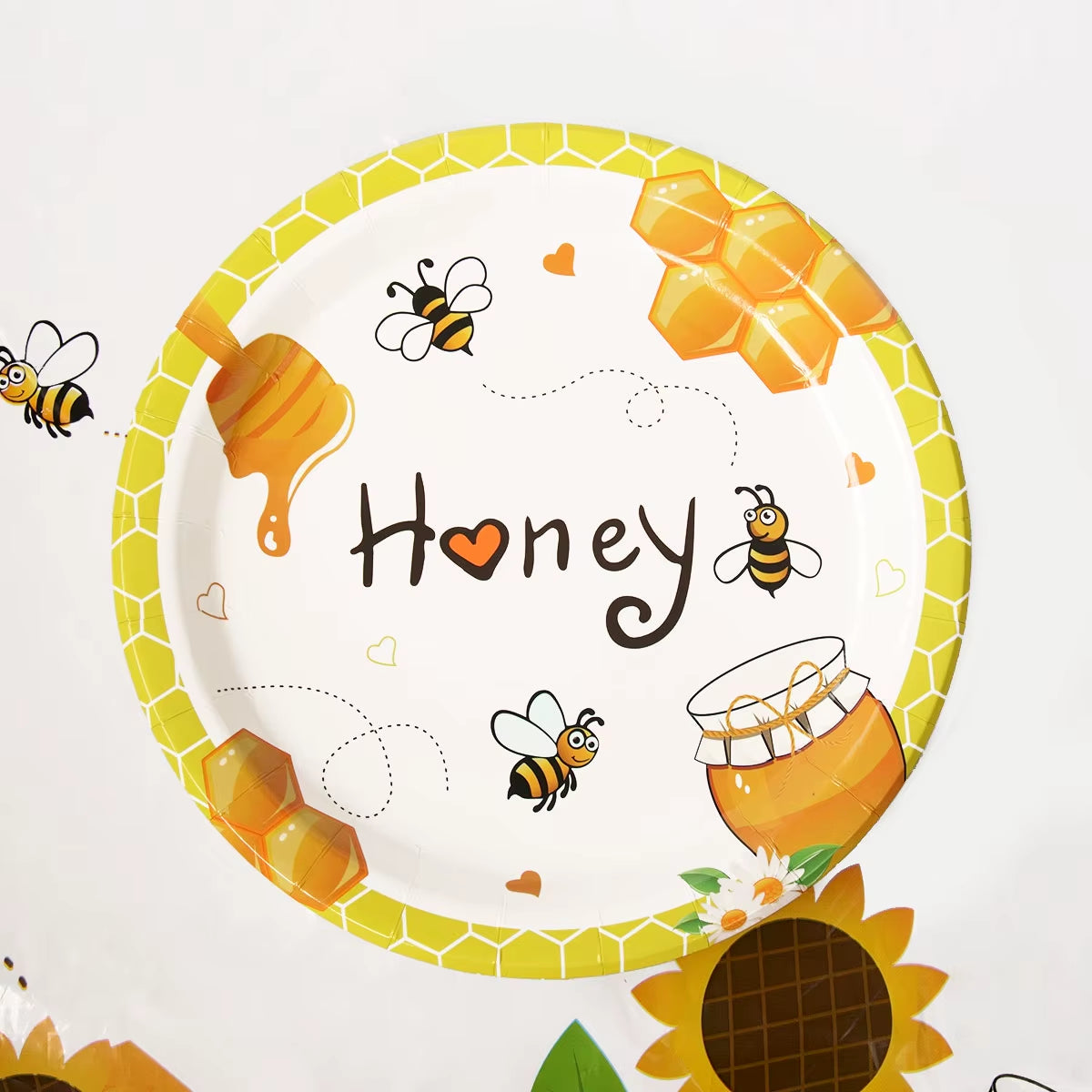 Bumble Bee Theme Party DIY Supplies Kids Birthday Party Decoration Latex Balloon Garland Disposable Tableware Set Baby Shower Su