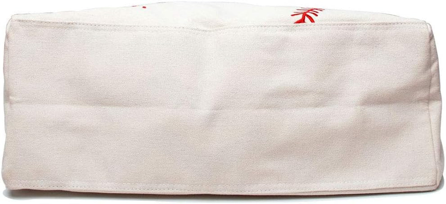 Woman Baseball Tote Handbag Large Oversize Casual Canvas Sports Mom Beach Travel Bag