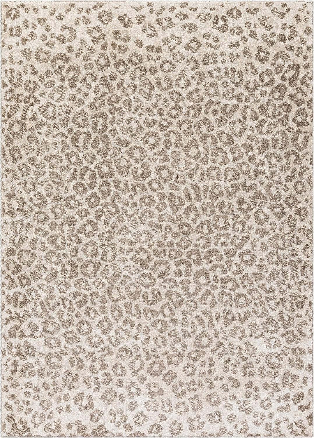 Bonhill Modern Animal Print Area Rug for Living Room, Bedroom, Dining Room - Bohemain Leopard Print Carpet - Tan, Terracota, Brown, Beige, Ivory - 7'10" X 10' (8X10)